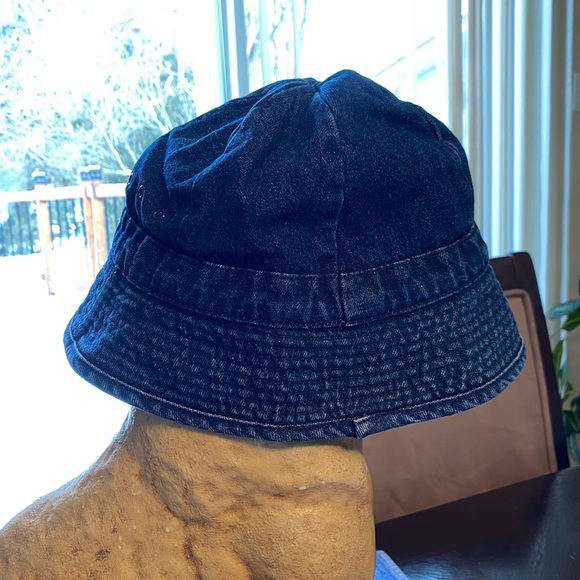 Denim Bucket Hat with Plaid Hidden Rim - Picture 4 of 4